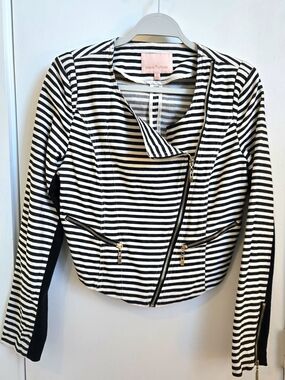 Gibson Latimer Black & White Striped Moto Jacket